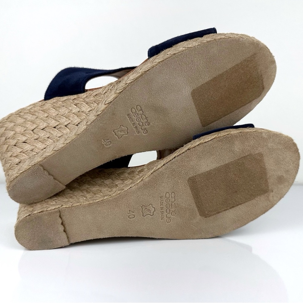 Andre Assous Women's Alana Suede Espadrille Wedge Slide Sandals Blue Size 9.5 - Picture 9 of 10